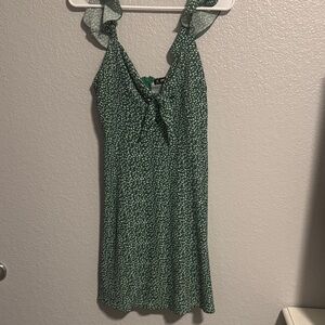 Green Floral Tie-Front Dress